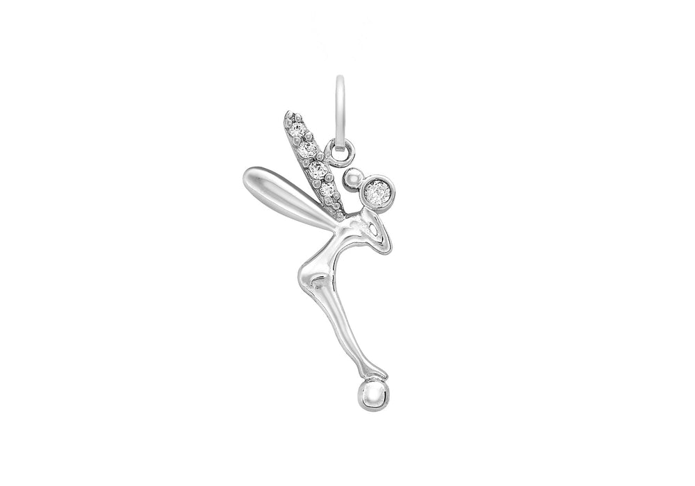 9ct White Gold Zirconia  Tinkerbell Pendant