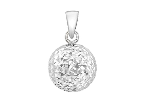 9ct White Gold 10mm Diamond Cut Ball Pendant