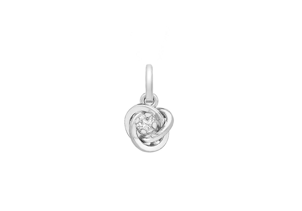 9ct White Gold Zirconia  Knot Pendant