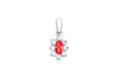 9ct White Gold Oval Red and White Zirconia  8mm x 16mm Pendant