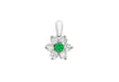 9ct White Gold Green and White Zirconia  Flower Cluster Pendant