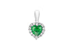 9ct White Gold Green and White Zirconia  Heart Pendant