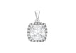 9ct White Gold Zirconia  10mm x 14mm Cluster Square Pendant