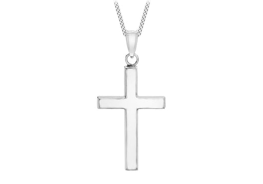 9ct White Gold 15mm x 25mm Cross Pendant