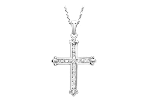 9ct White Gold Zirconia  Cross Pendant