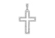 9ct White Gold Zirconia  18mm x 33mm Open Cross Pendant