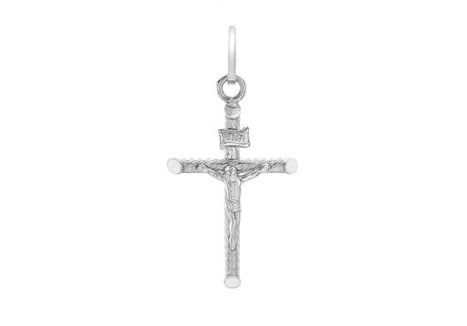 9ct White Gold Textured Crucifix  Pendant