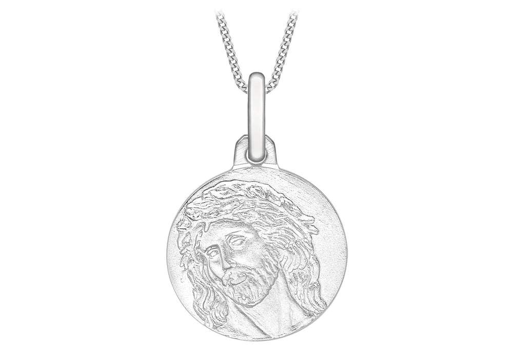 9ct Yellow Gold 12mm Jesus Portrait Disc Pendant