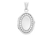 9ct White Gold Zirconia  16mm x 24mm Oval Locket Pendant