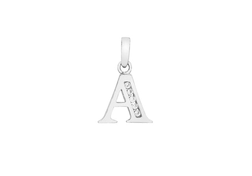 9ct White Gold Zirconia  10mm x 12mm 'A' Initial Pendant