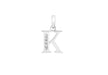 9ct White Gold Zirconia  10mm x 12mm 'K' Initial Pendant