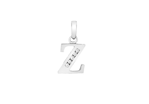 9ct White Gold Zirconia  8mm x 12mm 'Z' Initial Pendant