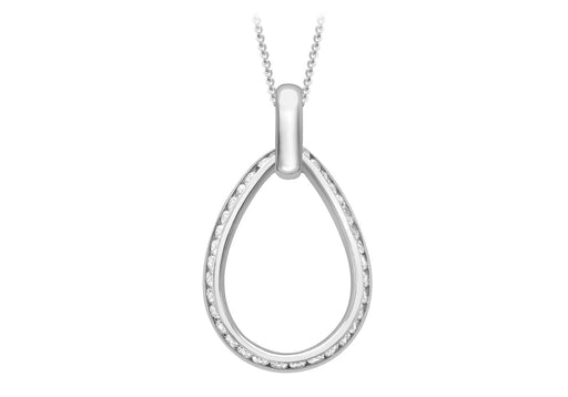 9ct White Gold Zirconia Outline Teardrop Pendant