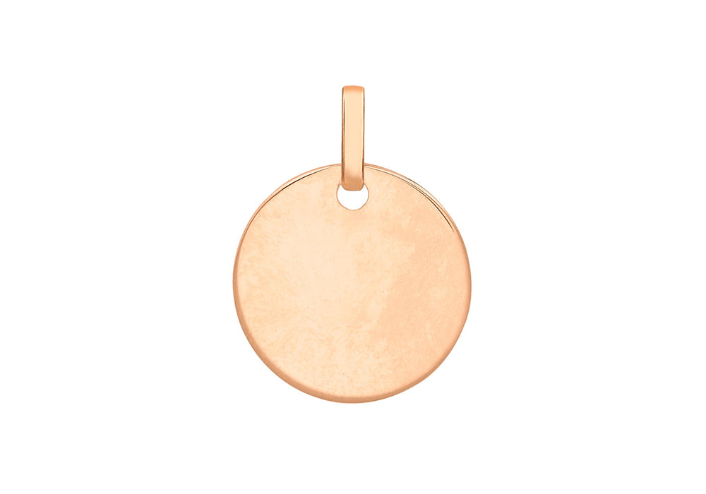 9ct Rose Gold 14mm Round Disc Pendant