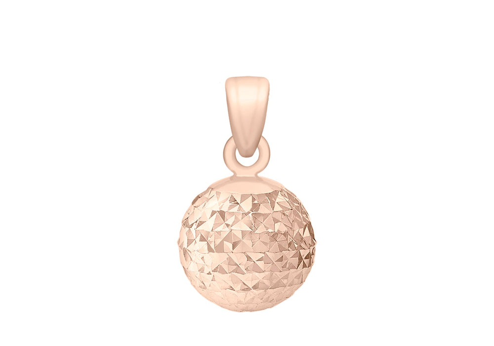 9ct Rose Gold 8mm Diamond Cut Ball Pendant