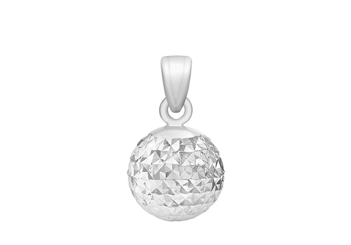 9ct White Gold 8mm Diamond Cut Ball Pendant