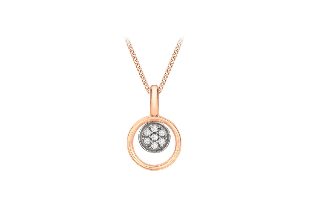 9ct Rose Gold Zirconia  Disc & Circle Pendant