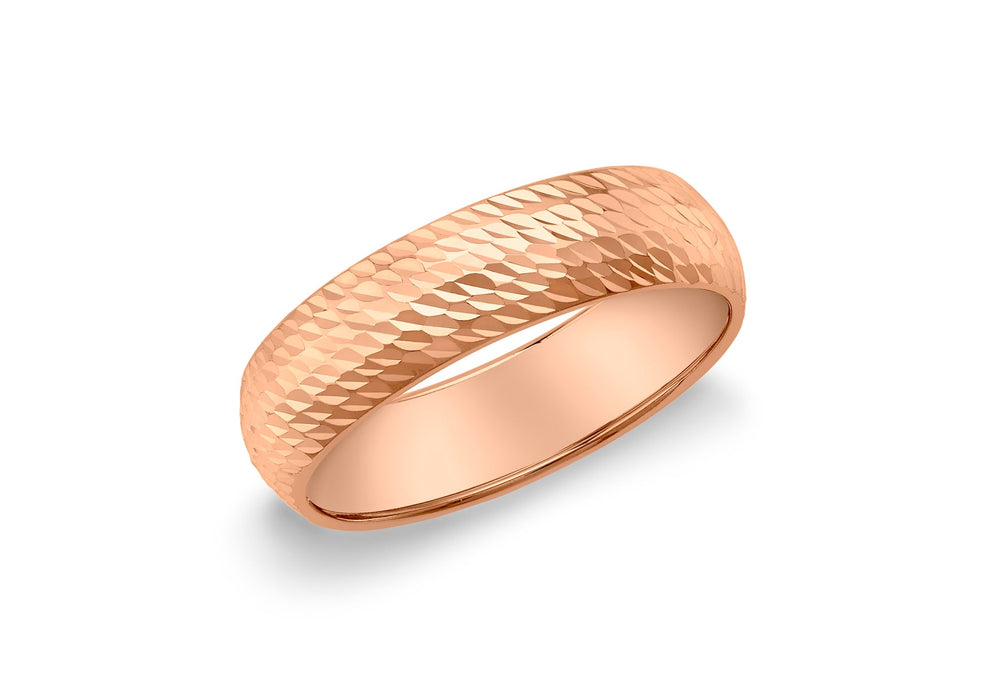 9ct Rose Gold Diamond Cut 5mm Band Ring