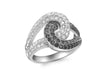 9ct White Gold 1.00t Black and White Diamond Twist Ring