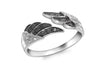 9ct White Gold 0.19ct Black and White Diamond Angel Wing Ring