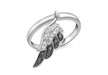 9ct White Gold 0.15t Black and White Diamond Angel Wing Ring