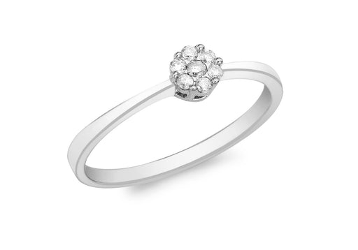 9ct White Gold 0.10ct Diamond Cluster Ring