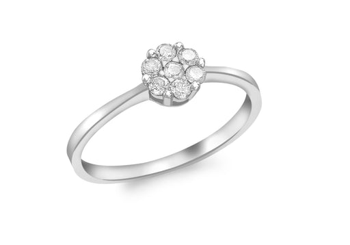 9ct White Gold 0.20t Diamond Cluster Ring