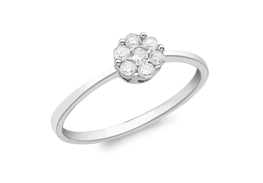 9ct White Gold 0.25t Diamond Cluster Ring