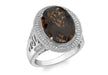 9ct White Gold 0.20t Pave Set Diamond and Smokey Quartz Ring