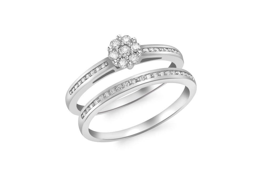 9ct White Gold and Diamonds 2 Ring Set9