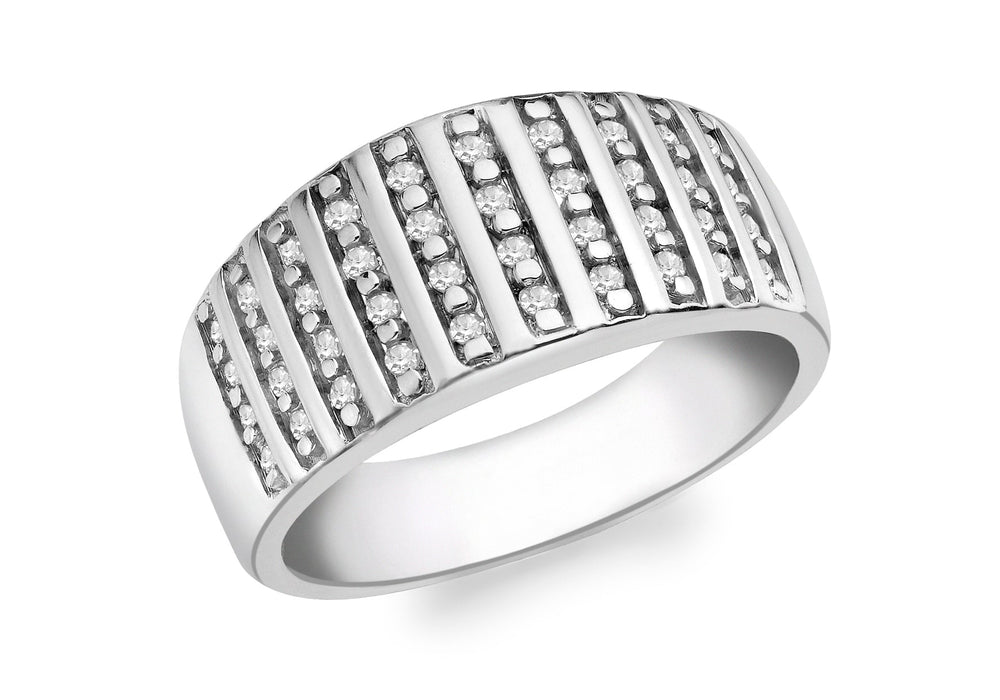 9ct White Gold 0.25t Diamond olumn Ring