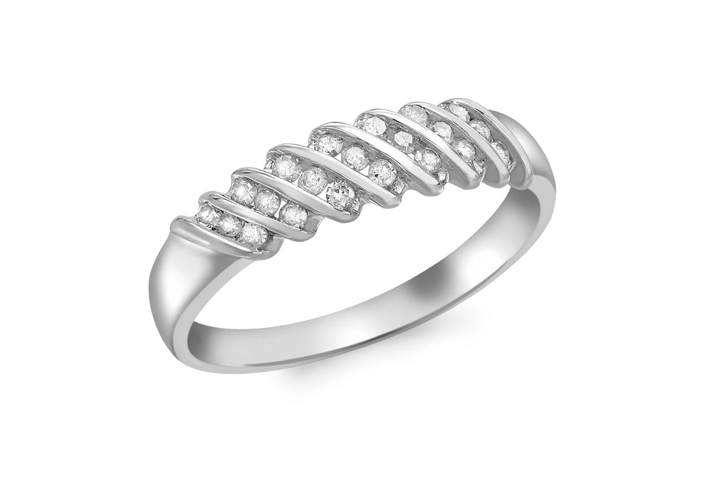 9ct White Gold 0.25t Diamond Stripe Ring