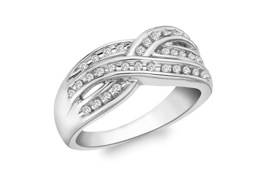 9ct White Gold 0.25t Triple Crossover Diamond Ring