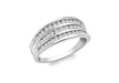 9ct White Gold 0.50ct Channel Set Diamond Triple Row Ring