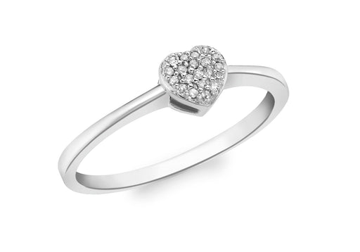 9ct White Gold 0.05t Pave Set Diamond Heart Ring