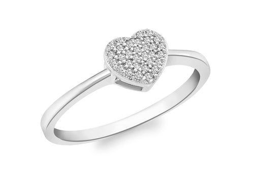 9ct White Gold 0.10ct Pave Set Diamond Heart Ring