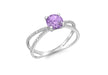 9ct White Gold 0.14t Diamond and Amethyst Ring