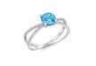 9ct White Gold 0.14t Diamond and Blue Topaz Ring