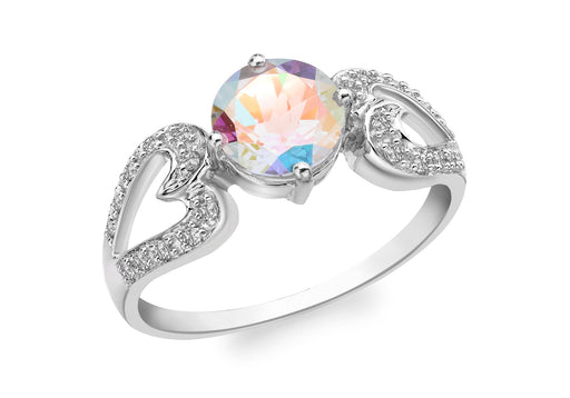 9ct White Gold 0.11ct Diamond and Mercury Mystic Topaz Ring