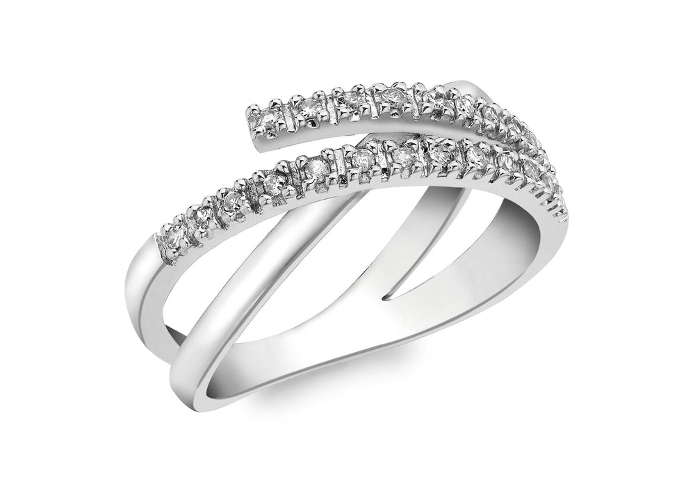 9ct White Gold 0.18ct Crossover Diamond Ring