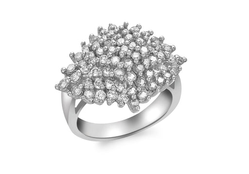 9ct White Gold 1.00t Diamond Starburst Cluster Ring