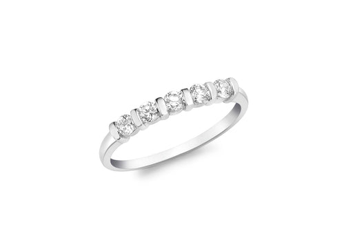 9ct White Gold 5-Stone Zirconia  Eternity Ring