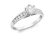 9ct White Gold Zirconia  Solitaire with Zirconia  Band Ring