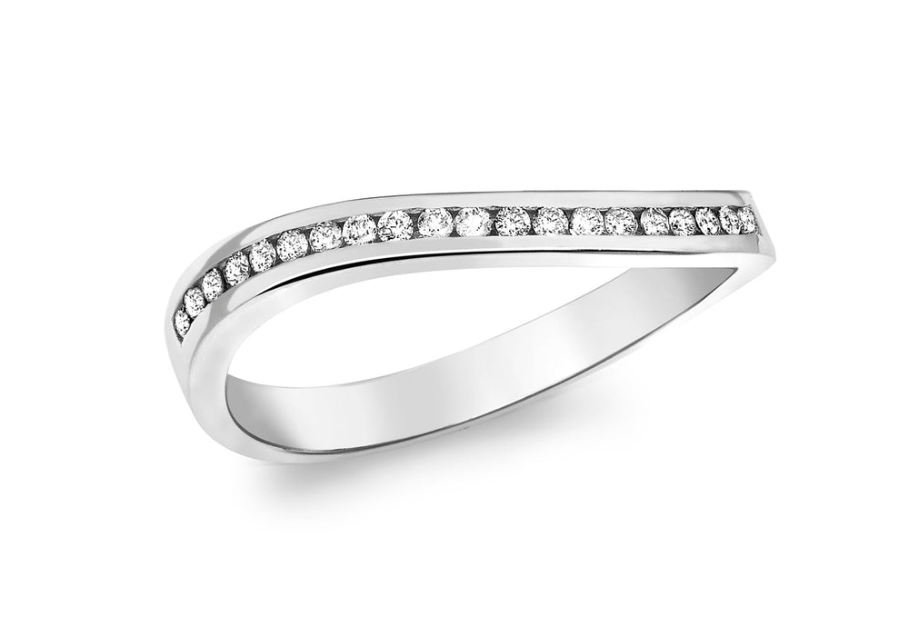 9ct White Gold 0.15t Channel Set Diamond Wave Eternity Ring