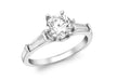9ct White Gold Zirconia  Solitaire with Zirconia  Baguettes Ring