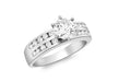 9ct White Gold Zirconia  Solitaire with 2 Rows of Small Zirconia  Ring