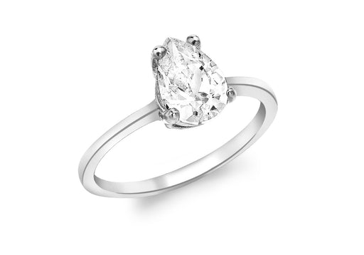 9ct White Gold Pear Cut Zirconia  Ring