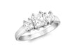 9ct White Gold 3-Zirconia  Princess Cut Ring