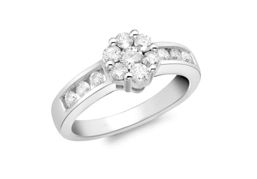 9ct White Gold 0.50ct Diamond Set Cluster Ring