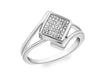 9ct White Gold 0.25t Square Pave Set Diamond Ring